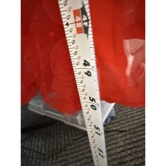 For Love & Lemons Hannah Red Maxi Dress XS Rosette Chiffon Sheer Gown - Picture 13 of 16